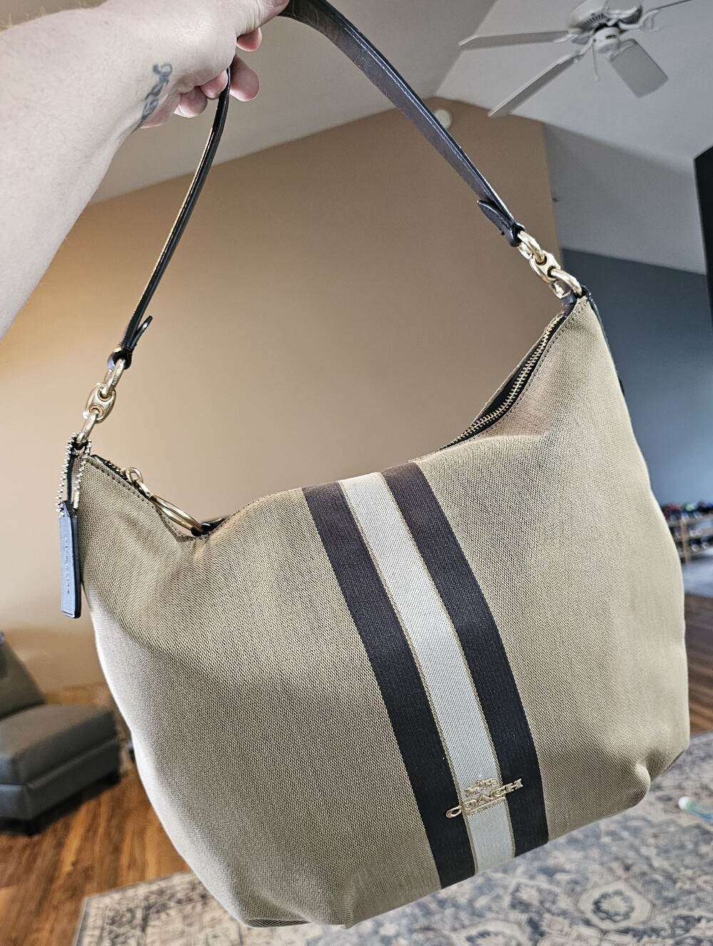 Coach Skylar Hobo Bag with Varsity Stripe - MRSP $398 - Picture 9 of 13